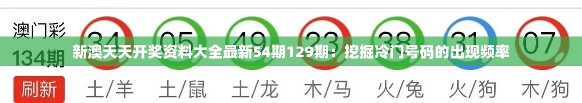 新澳天天開獎(jiǎng)資料大全最新54期129期：挖掘冷門號(hào)碼的出現(xiàn)頻率
