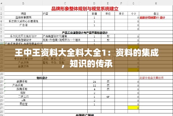 王中王資料大全料大全1：資料的集成，知識的傳承
