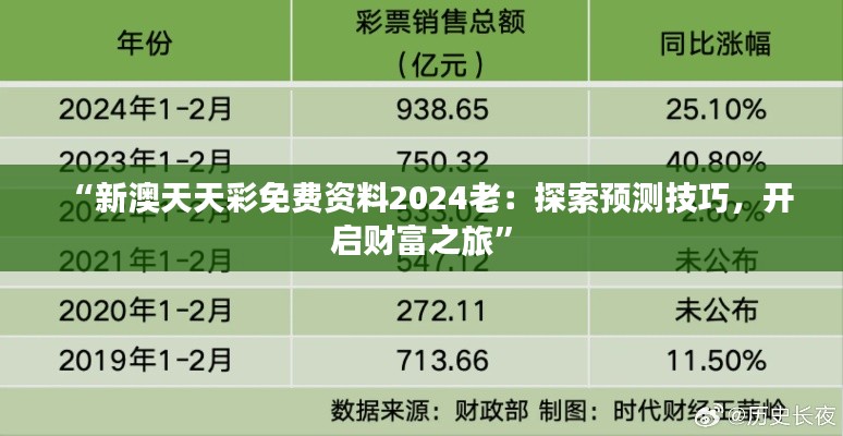 “新澳天天彩免費資料2024老：探索預(yù)測技巧，開啟財富之旅”