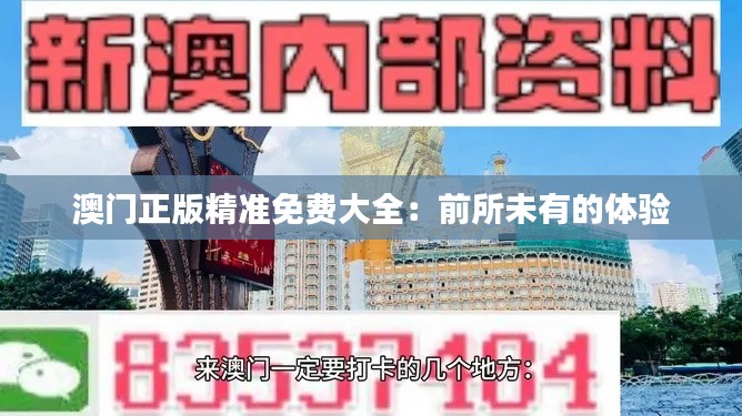 澳門正版精準(zhǔn)免費大全：前所未有的體驗