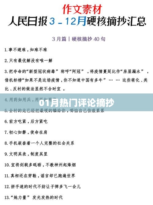 熱門評論精選，一月精彩觀點薈萃