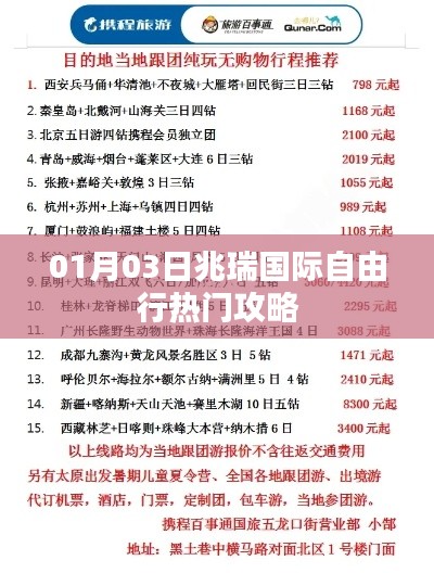兆瑞國際自由行熱門攻略（日期，01月03日）