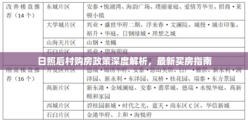 日照后村購房政策深度解析，最新買房指南