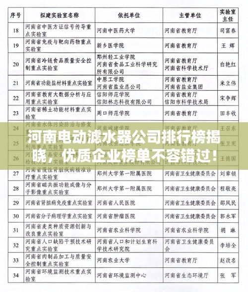 河南電動(dòng)濾水器公司排行榜揭曉，優(yōu)質(zhì)企業(yè)榜單不容錯(cuò)過(guò)！