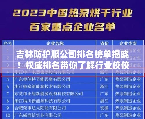 吉林防護(hù)服公司排名榜單揭曉！權(quán)威排名帶你了解行業(yè)佼佼者