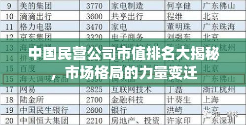 中國(guó)民營(yíng)公司市值排名大揭秘，市場(chǎng)格局的力量變遷