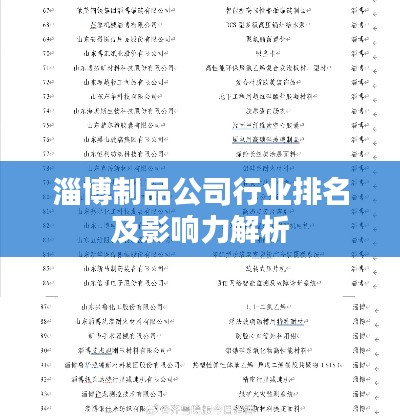 淄博制品公司行業(yè)排名及影響力解析
