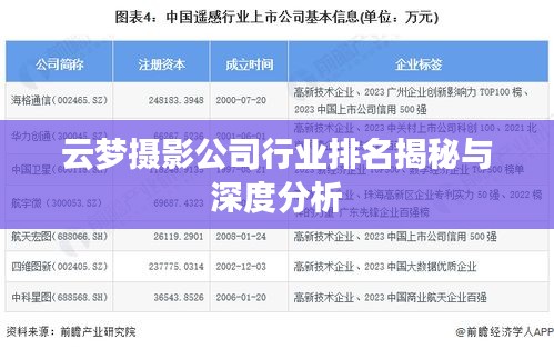 云夢攝影公司行業(yè)排名揭秘與深度分析