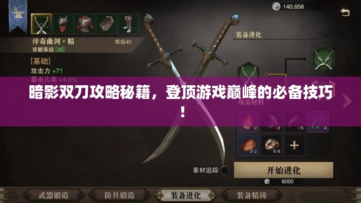 暗影雙刀攻略秘籍，登頂游戲巔峰的必備技巧！