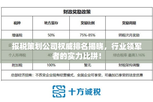報稅策劃公司權(quán)威排名揭曉，行業(yè)領(lǐng)軍者的實力比拼！