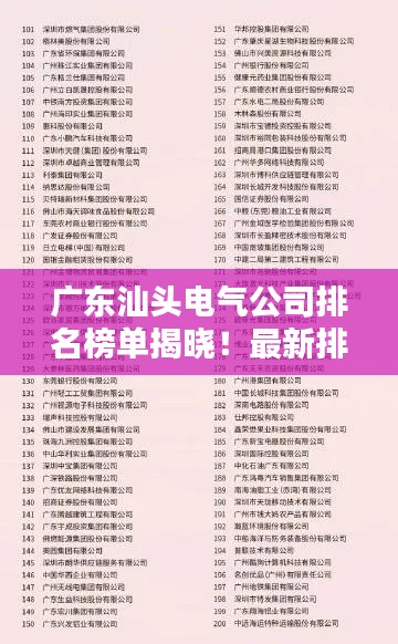 廣東汕頭電氣公司排名榜單揭曉！最新排名表一網(wǎng)打盡