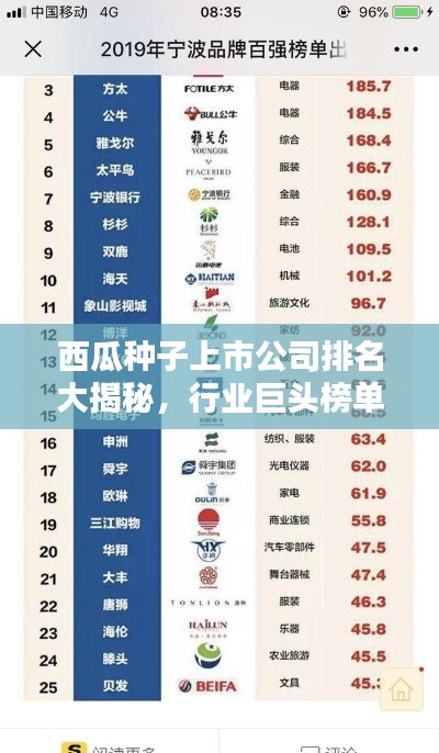 西瓜種子上市公司排名大揭秘，行業(yè)巨頭榜單出爐！