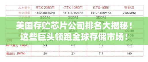 美國存貯芯片公司排名大揭秘！這些巨頭領(lǐng)跑全球存儲(chǔ)市場！