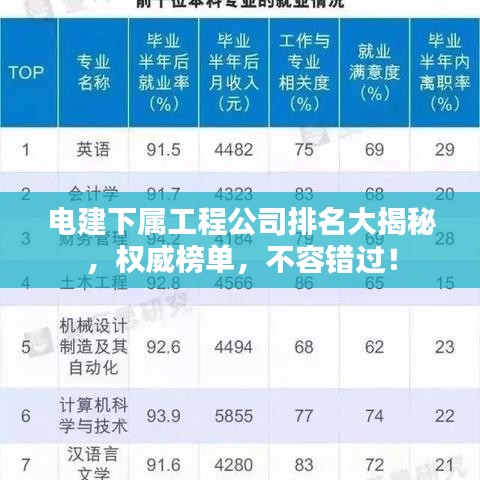電建下屬工程公司排名大揭秘，權(quán)威榜單，不容錯(cuò)過(guò)！