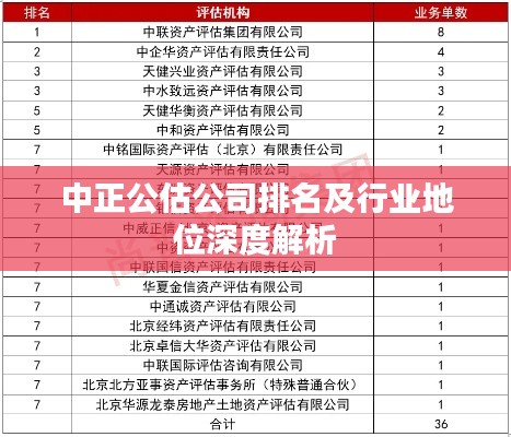 中正公估公司排名及行業(yè)地位深度解析