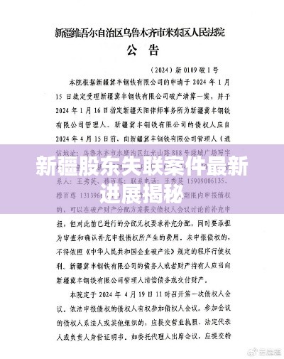 新疆股東失聯(lián)案件最新進(jìn)展揭秘
