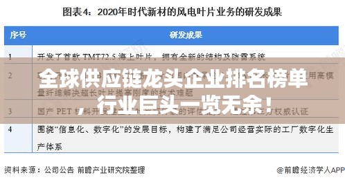 全球供應(yīng)鏈龍頭企業(yè)排名榜單，行業(yè)巨頭一覽無(wú)余！