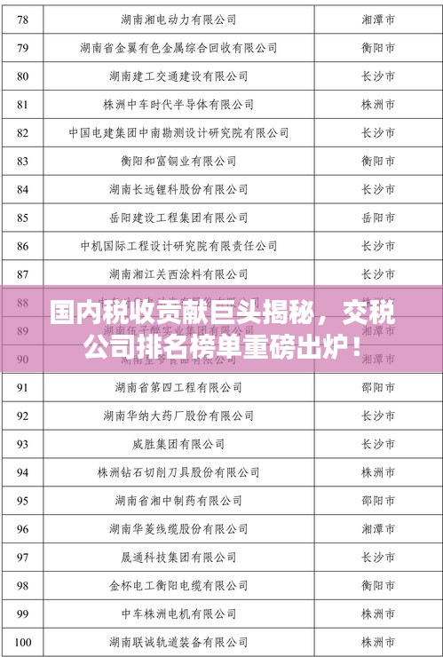 國內稅收貢獻巨頭揭秘，交稅公司排名榜單重磅出爐！