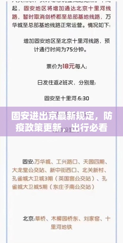 固安進出京最新規(guī)定，防疫政策更新，出行必看！