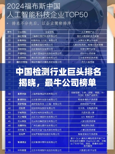 中國(guó)檢測(cè)行業(yè)巨頭排名揭曉，最牛公司榜單