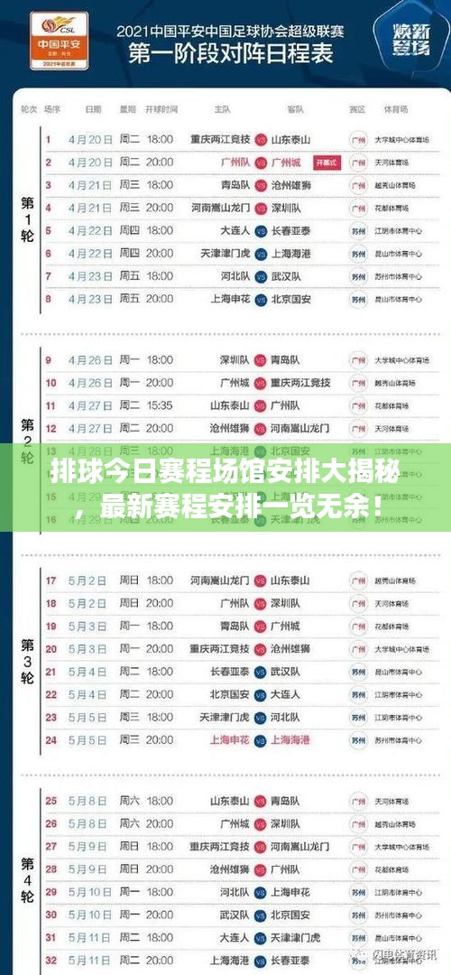 排球今日賽程場館安排大揭秘，最新賽程安排一覽無余！