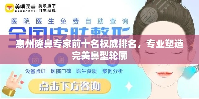 惠州隆鼻專家前十名權(quán)威排名，專業(yè)塑造完美鼻型輪廓