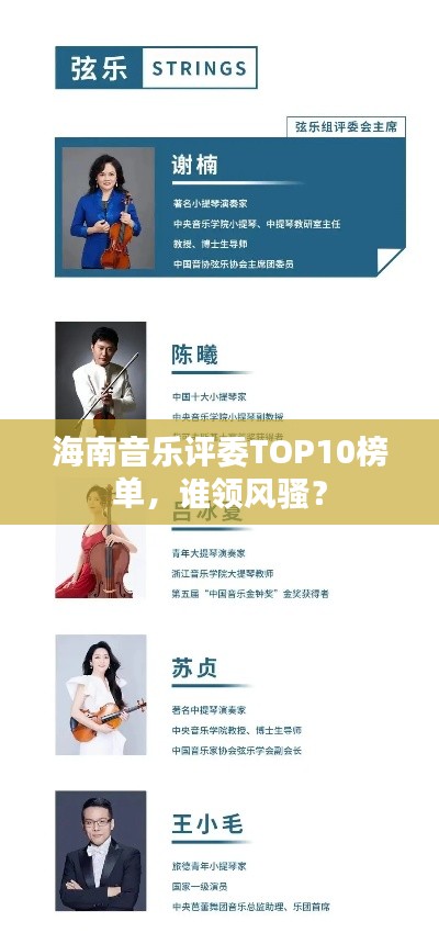 海南音樂評委TOP10榜單，誰領風騷？