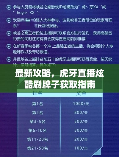 最新攻略，虎牙直播炫酷刷牌子獲取指南