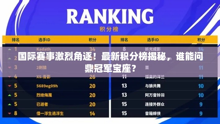 國(guó)際賽事激烈角逐！最新積分榜揭秘，誰(shuí)能問(wèn)鼎冠軍寶座？