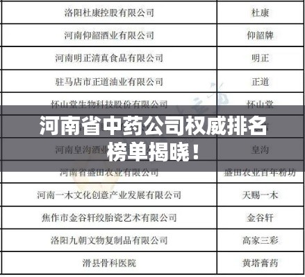 河南省中藥公司權(quán)威排名榜單揭曉！