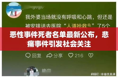 惡性事件死者名單最新公布，悲痛事件引發(fā)社會關(guān)注