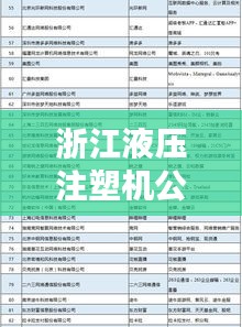 浙江液壓注塑機公司排行榜揭曉，行業(yè)領軍企業(yè)榜單