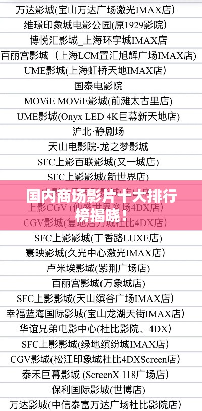 國(guó)內(nèi)商場(chǎng)影片十大排行榜揭曉！