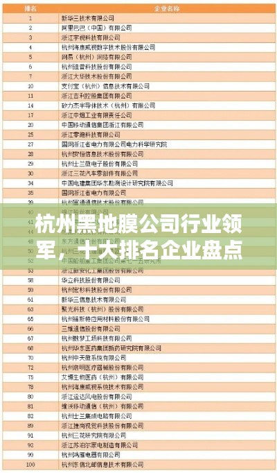 杭州黑地膜公司行業(yè)領(lǐng)軍，十大排名企業(yè)盤點