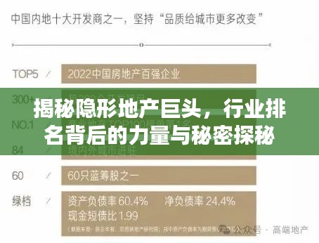 揭秘隱形地產(chǎn)巨頭，行業(yè)排名背后的力量與秘密探秘