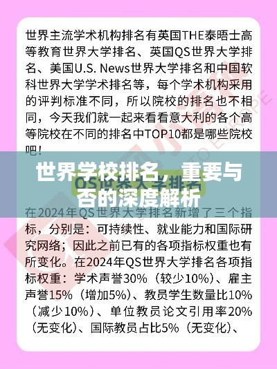 世界學(xué)校排名，重要與否的深度解析