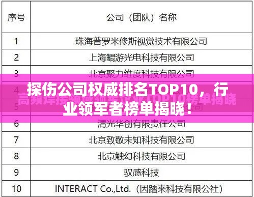 探傷公司權(quán)威排名TOP10，行業(yè)領(lǐng)軍者榜單揭曉！