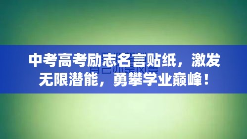 中考高考勵(lì)志名言貼紙，激發(fā)無(wú)限潛能，勇攀學(xué)業(yè)巔峰！